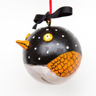VJ-W3 Handpainted Wooden Ball Bird Ornament "Summer"